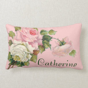 Rectangle Votre nom avec le jet assez rose de coussin de