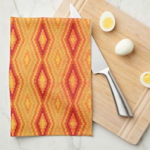 Rectangles 2 diamonds pattern warm tones  kitchen towel