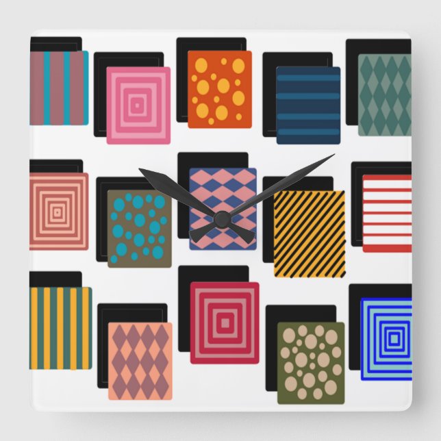 Rectangles and Shadows  Square Wall Clock (Front)