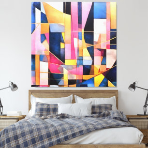Rectangles and Triangles Geometric Abstract Canvas Print