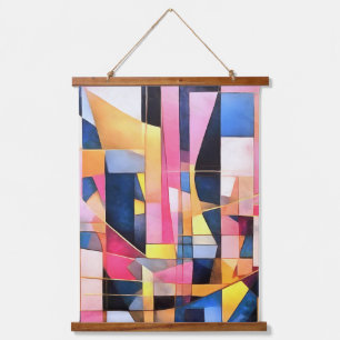 Rectangles and Triangles Geometric Abstract Hanging Tapestry