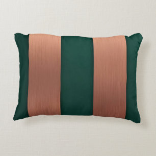 Rectangles Copper Green AI art Accent Pillow