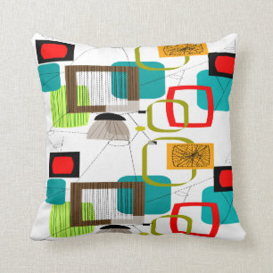 Rectangles et cercles Coussin modernes du milieu d