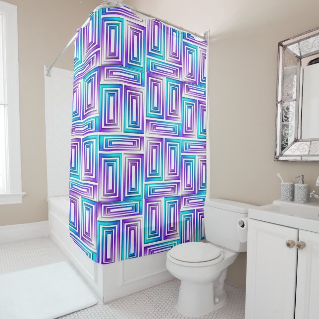 rectangles géométriques rideau de douche (En situation)