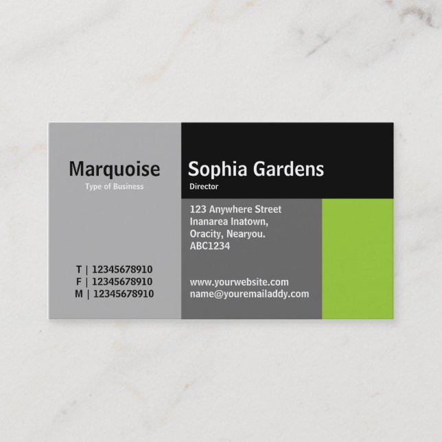 Rectangles - Green Business Card (Front)