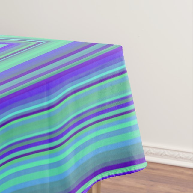 Rectangles Green Turquoise Purple Blue Art Tablecloth (In Situ)