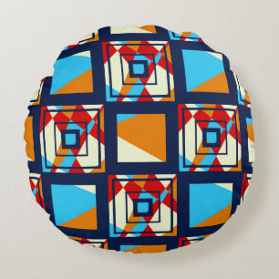 Rectangles of colorful pieces. Trendy seamless pat Round Pillow