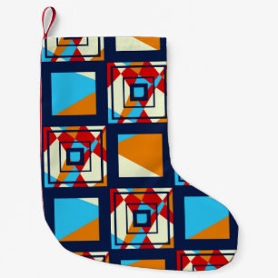 Rectangles of colorful pieces. Trendy seamless pat Small Christmas Stocking