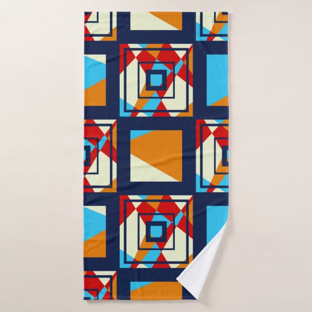 Rectangles of colourful pieces. Trendy seamless pa Bath Towel (Bath Towel)