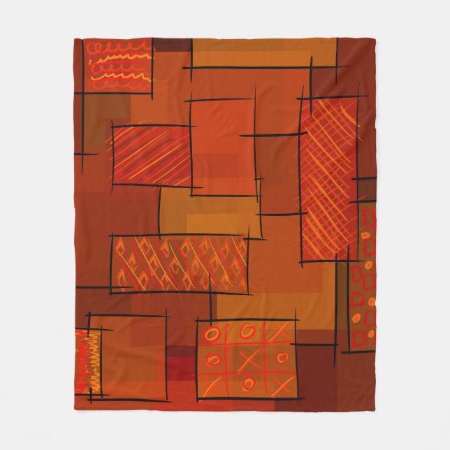 Rectangles, patchwork pattern, doodle. Scrap quilt Fleece Blanket (Front)