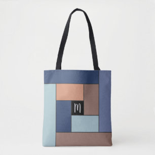 Rectangles Pattern (ver3) with Custom Monogram Tote Bag