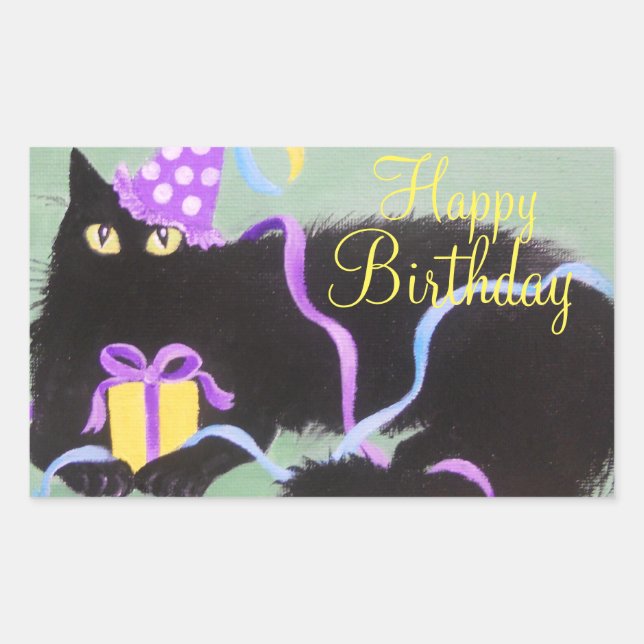 Rectangulaire Anniversaire Kitty, Sticker (Devant)