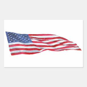 Rectangulaire Aquarelle-drapeau américain Sticker
