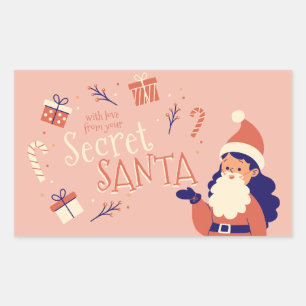 Rectangulaire avec l'amour du sticker Secret Père Noël