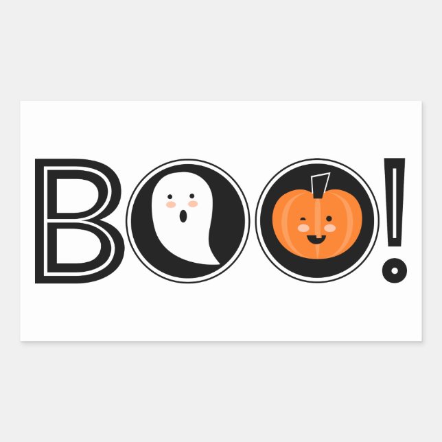 Rectangulaire Boo ! Sticker Halloween (Devant)