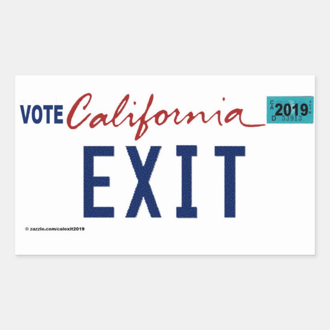 RECTANGULAIRE CALIFORNIE LICENCE DE SORTIE PLAQUE STICKER (Devant)