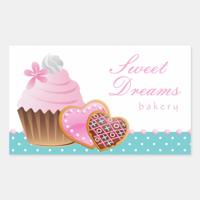 Rectangulaire Cookie Cupcake Boulangerie Sticker Icing Points Bl (Devant)