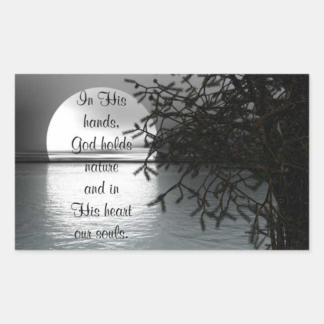 Rectangulaire Dans ses mains Reflet Lune Sticker (Devant)