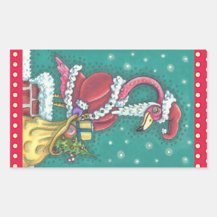 RECTANGULAIRE FLAMANT ROSE ROSE CHAUD SANTA CLAUS, STICKER DE NO