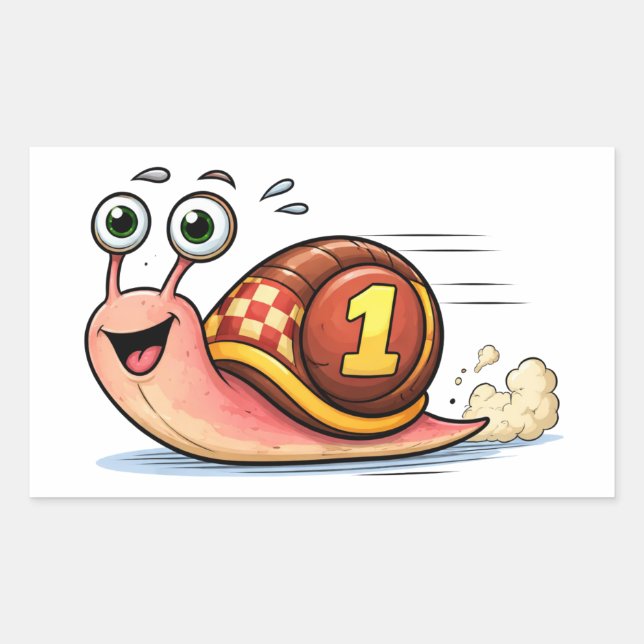 Rectangulaire Funny Racing Snail Cartoon Character Sticker (Devant)