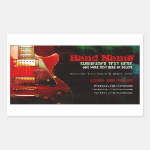 Rectangulaire Grunge Red Guitar Music Band Promotion Sticker