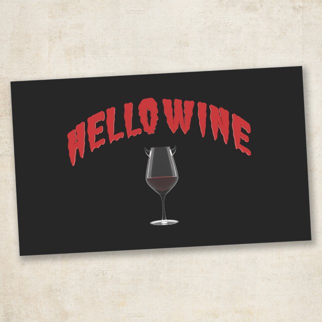 Rectangulaire Hello Wine - Sticker Halloween (Créateur téléchargé)
