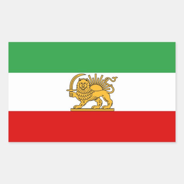 Rectangulaire IRAN Lion and Sun Flag LARGE Sticker (Devant)
