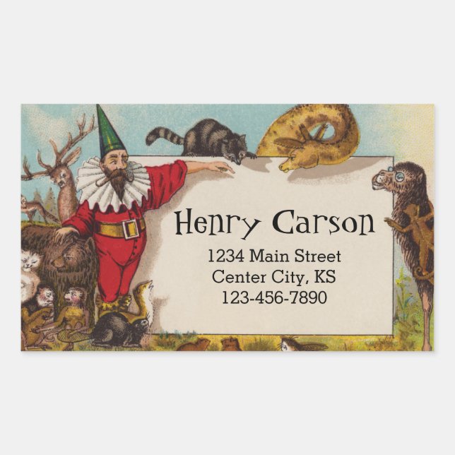 Rectangulaire Isidore l'elfe et ses animaux Adresse Sticker (Devant)