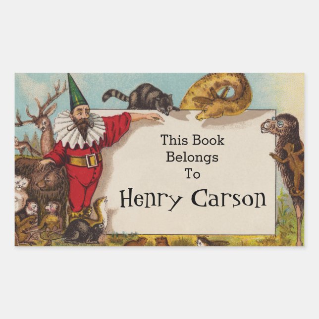 Rectangulaire Isidore l'elfe et ses animaux Sticker livre (Devant)