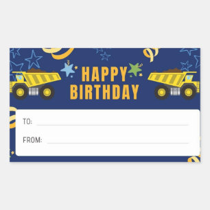 Rectangulaire Joyeux Sticker Camion-Camion-Camion Anniversaire