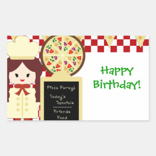 Rectangulaire KRW Pizza Joyeux Sticker fille fête d'anniversaire