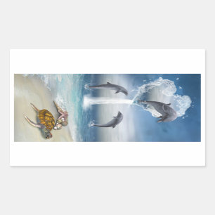 Rectangulaire Le coeur des Dolphins Sticker