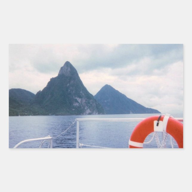 Rectangulaire Les Pitons du Sticker de la Mer (Devant)