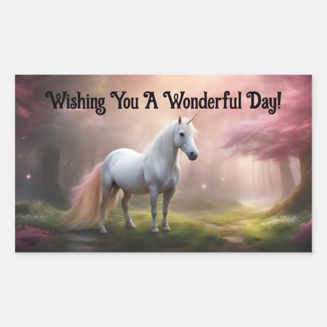 Rectangulaire Lovely Unicorn Rectangular Sticker (Devant)
