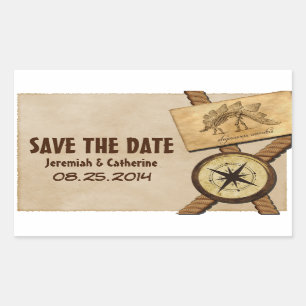 Rectangulaire Mariage d'aventure vintage Enregistrer les sticker