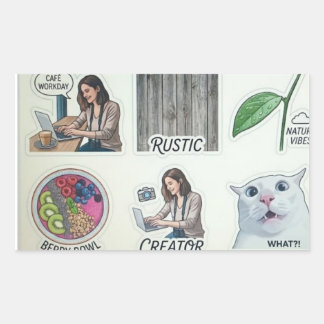 Rectangulaire Modern Creator & Nature Sticker Sheet - Funny Cat 