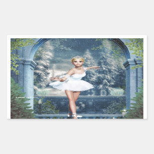 Rectangulaire Princesse Ballerina Christmas Sticker de neige