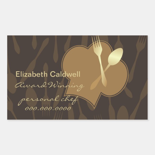 Rectangulaire Sticker à fourche et à fourche d'or du chef stylis (Devant)