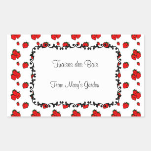 Rectangulaire Sticker à Motif de fraises personnalisé