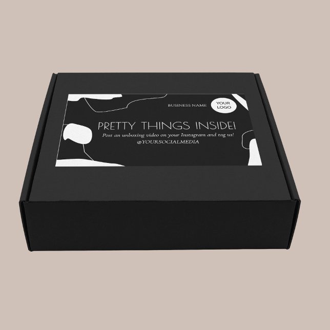 Rectangulaire Sticker Abstrait pour emballage d'entreprise noir  (Créateur téléchargé)