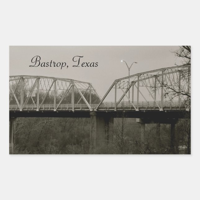 Rectangulaire Sticker Bastrop, Texas Old Iron Bridge (Devant)