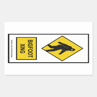 Rectangulaire Sticker Bigfoot Xing (blanc)