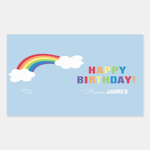 Rectangulaire Sticker cadeau Whimsical Rainbow personnalisé