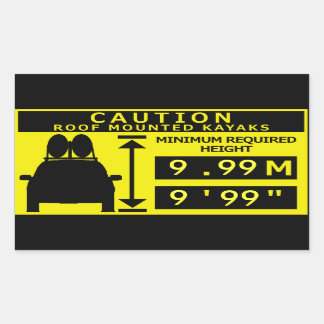 Rectangulaire Sticker d'avertissement de hauteur Kayak