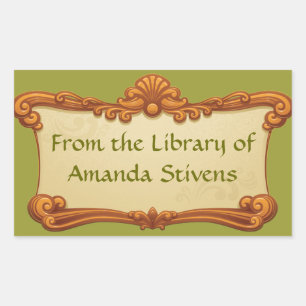 Rectangulaire Sticker de la bibliothèque de signes vintage