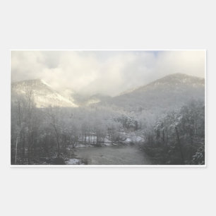 Rectangulaire Sticker de montagne enneigé