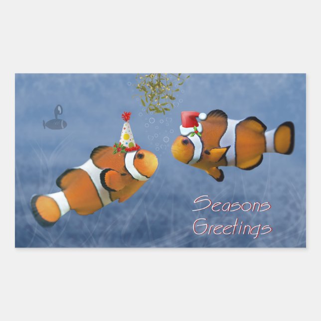 Rectangulaire Sticker de Noël Fishy (Devant)