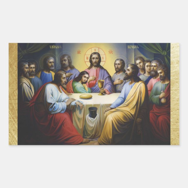 Rectangulaire Sticker de Noël pour le Dernier dîner Jésus Christ (Devant)