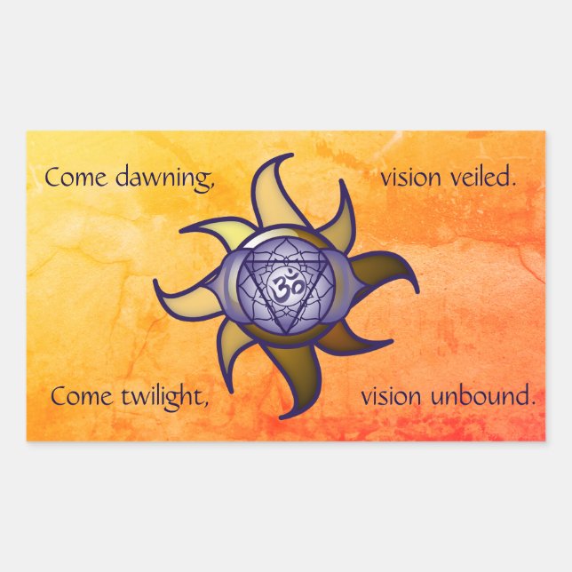 Rectangulaire Sticker de Yoga Insight Lotus Ajna Chakra "Third E (Devant)