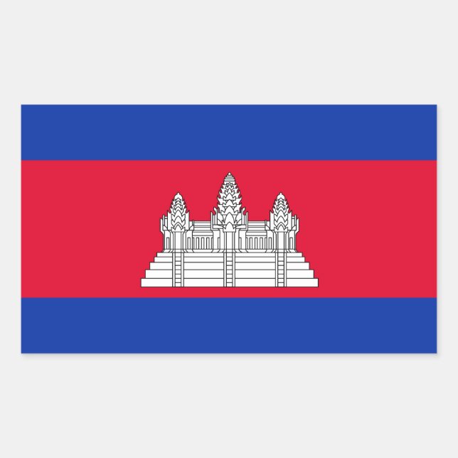 Rectangulaire Sticker Drapeau Cambodge (Devant)
